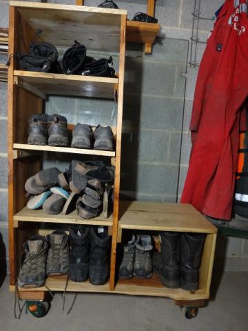 shoerack backyard wood